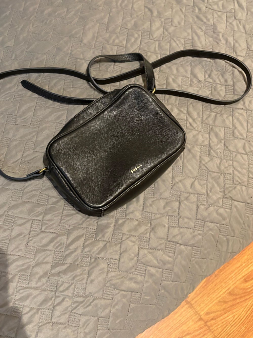 Fossil Black Leather Crossbody Bag